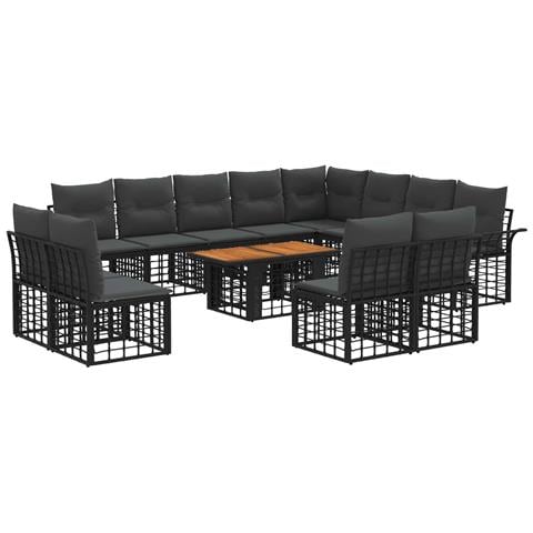Set Divano da Giardino 13 pz Nero e Grigio scuro polyrattan - Foto 1