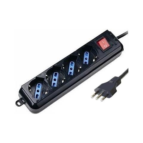 IUPS-PCP-4BK - Multipresa 4 Posti Italiana Bipasso con Interruttore Nero - Foto 1