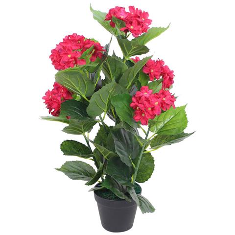Ortensia Pianta Artificiale Con Vaso 60 Cm Rossa - Foto 1