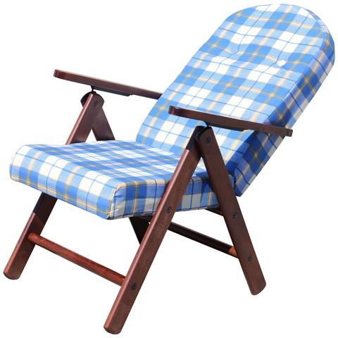 Poltrona Sdraio 4 Posizioni Blu Con Cuscino Per Interno, Veranda Salotto Sdraio Portico - Foto 2