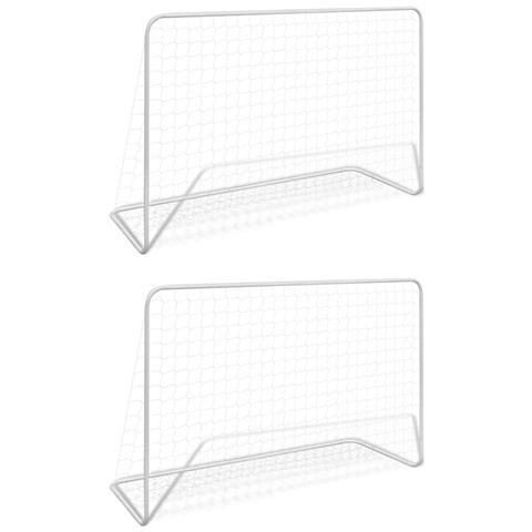 Porte da Calcio 2 pz con Reti 182x61x122 cm in Acciaio Bianche - Foto 1