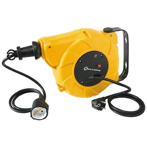 100236 Avvolgicavo Elettrico Automatico A Molla Con Staffa Di Fissaggio A Muro, Giallo, 8 M - Foto 2
