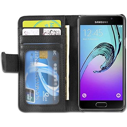 Custodia Compatibile Con Samsung Galaxy A3 2015 In Nero Ossido - Coperchio Protettivo Con Chiusura Magnetica E 3 Slot Per Carte - Foto 1