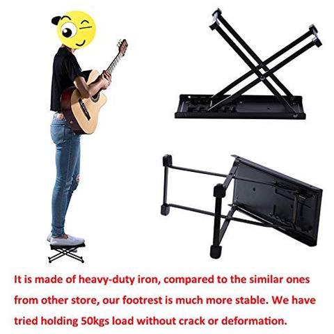 Chitarra Poggiapiedi Antiscivolo In Gomma Pad Pieghevole In Metallo Chitarra Poggiapiedi Per Classica Acustica Chitarra Elettrica Regolabile In Altezza Super Robusto E Durevole - Foto 4