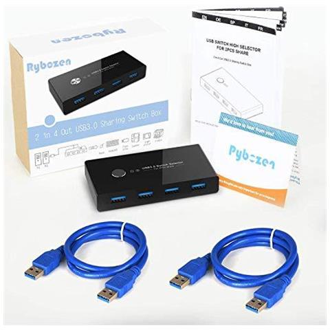 Usb 3.0 Selettore 2 A 4 Uscita Condivisione Periferiche Switcher Di Sicurezza 2 Computer Di Condivisione Dispositivi 4 Usb Per Mouse Tastiera Scanner Stampante Con Un Pulsante Scambio E 2 Pack Cavo Usb 3.0 - Foto 4