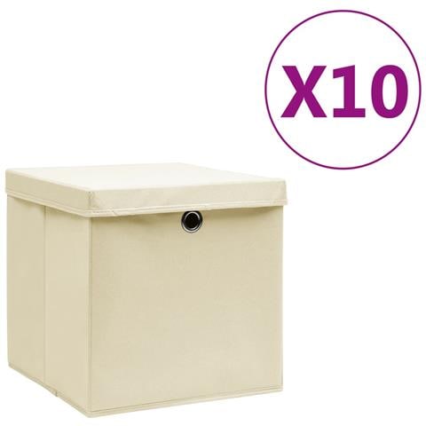 Contenitori con Coperchi 10 pz 28x28x28 cm Crema - Foto 1