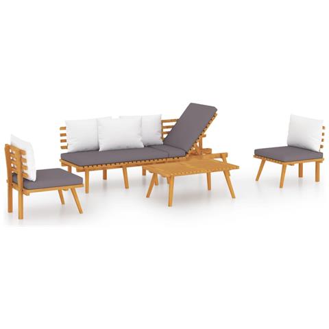 Set Divani Da Giardino 4 Pz Con Cuscini In Massello Di Acacia - Foto 1