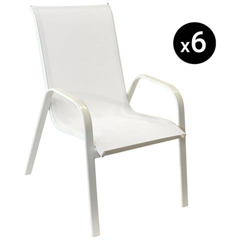 Set Di 6 Sedie Marbella In Textilene Bianco - Alluminio Bianco - Foto 9