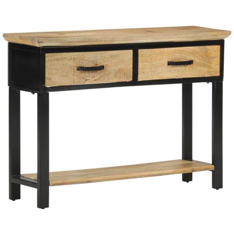 Tavolo Consolle 110x30x75 Cm In Legno Massello Grezzo Di Mango - Foto 1