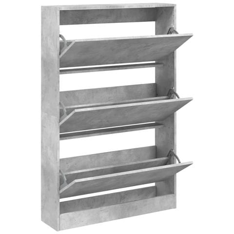 Scarpiera Grigio Cemento 80x21x125,5 Cm In Legno Multistrato - Foto 2