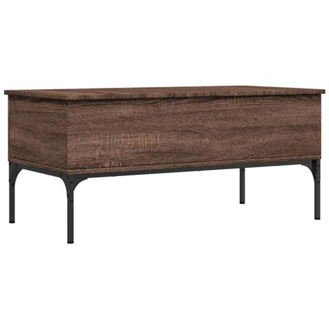 Tavolino Rovere Marrone 100x50x45cm Legno Multistrato E Metallo - Foto 2