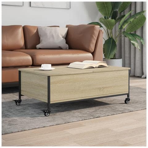 Tavolino Con Ruote Rovere Sonoma 91x55x34 Cm Legno Multistrato - Foto 1