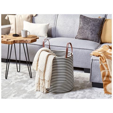 Cesta Cotone Bianco E Nero 42 Cm Ichka - Foto 1