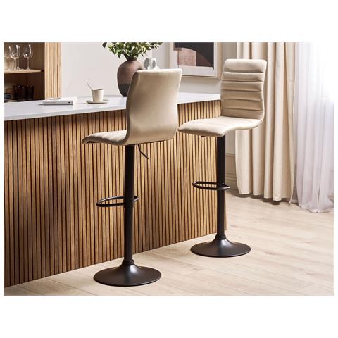 Set Di 2 Sedie Alte Lucerne Pelle Sintetica Beige Chiaro - Foto 1