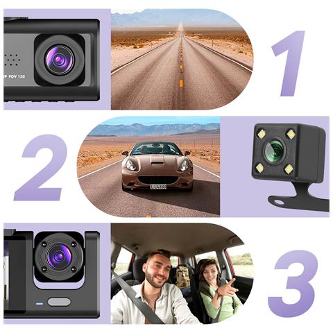 Dashcam Parabrezza Anteriore Posteriore Interno 1080p Led 2 Pollici - Foto 2