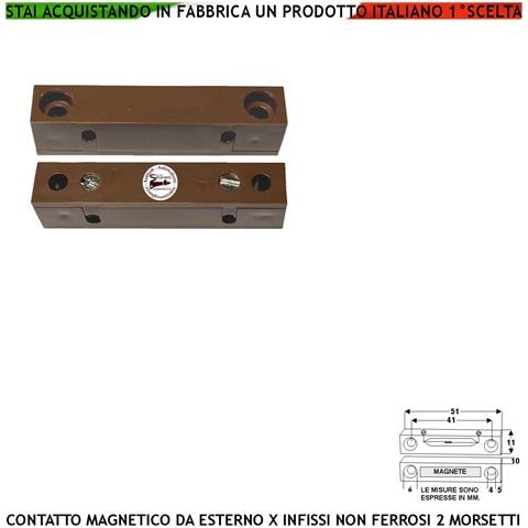 Rilevatore Magnetico Da Esterno Allarme Infissi Non Ferrosi Contatto Reed Sensibilità Magnetica 13 Mm Tensione Transit - Foto 1