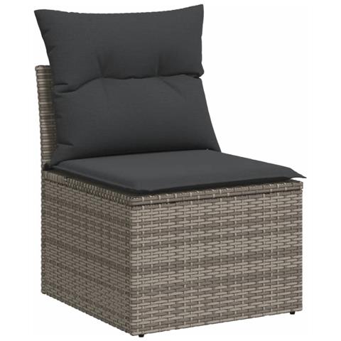 Set Divani Da Giardino 11 Pz Con Cuscini In Polyrattan Grigio - Foto 3