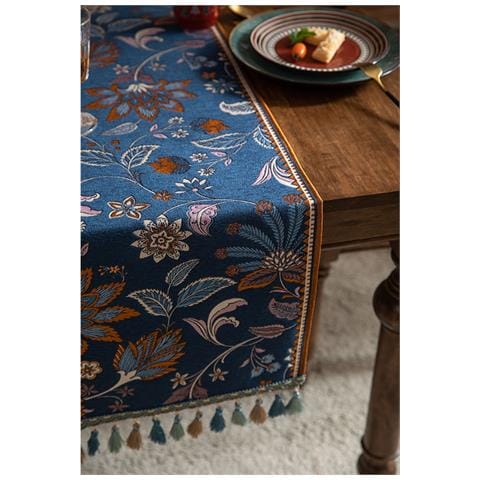 Elegante Runner Da Tavolo Floreale Blu Con Nappe Xl - Foto 7