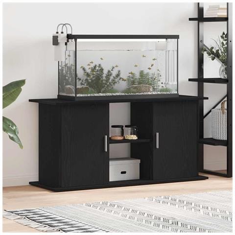 Supporto Acquario 121x41x58 cm Legno Multistrato Rovere Nero - Foto 1