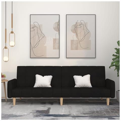 Divano Letto A 2 Posti Nero In Tessuto - Foto 1