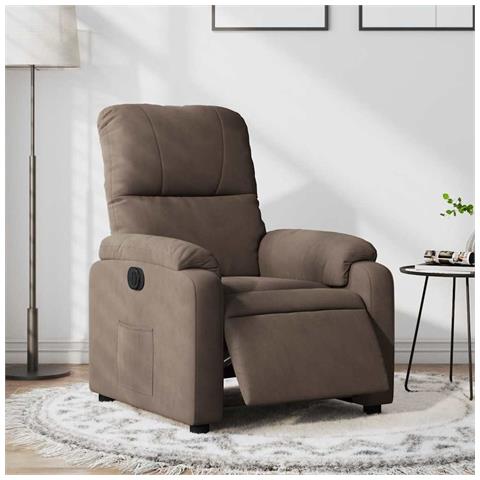 Poltrona Reclinabile Elettrica Marrone In Tessuto Di Microfibra - Foto 1