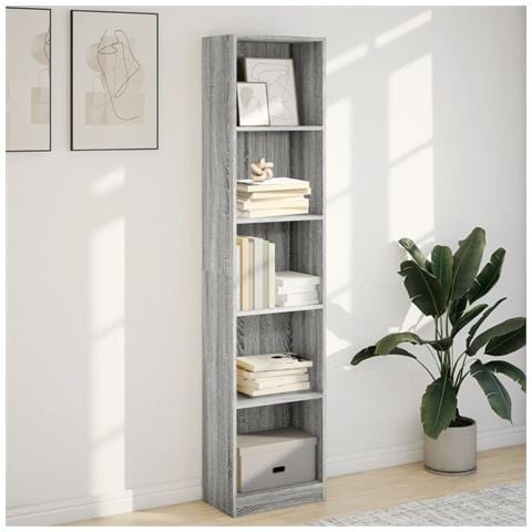 Libreria Grigio Sonoma 40x24x176 Cm In Legno Multistrato - Foto 3
