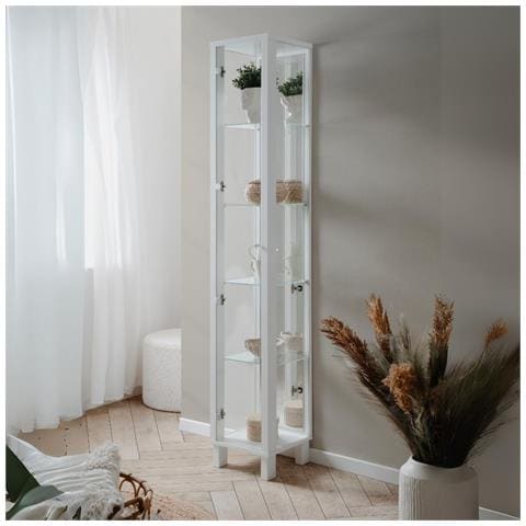 Vetrina Albi 52a Con 1 Anta In Vetro E Specchio Colore Bianco - Foto 1