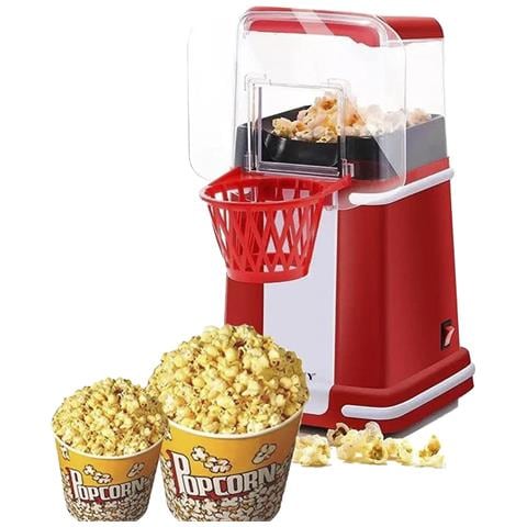 Macchina Per Popcorn Elettrica Retro Con Cesto Da 1200w. Cottura Con Aria Calda, Senza Bisogno Di Aggiungere Olio. - Foto 2