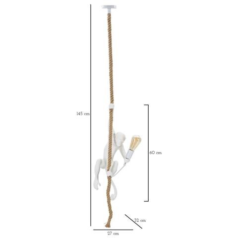 Lampada A Sospensione Scimmia - Bianco - Poliresina - 27x32x60 Cm - Foto 7