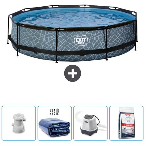 Piscina Fuori Terra - In Giro - 360x360x76 Cm - Grigio - Include Accessori Coordinati Cb56 - Foto 1