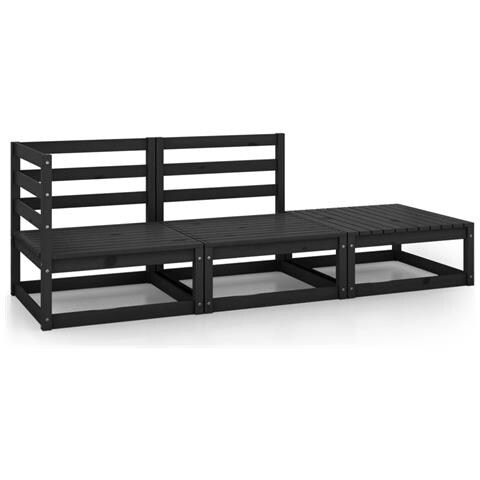 Lusso Casadino -  Set Divani Da Giardino 3 Pz Nero In Legno Massello Di Pino - Foto 2
