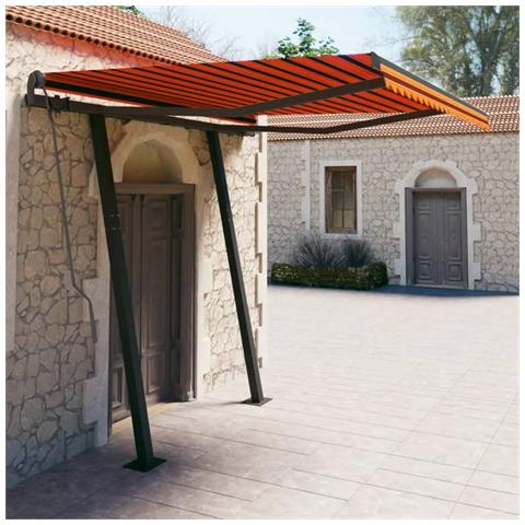 Tenda Retrattile Automatica Con Pali 3,5x2,5m Arancio E Marrone - Foto 8