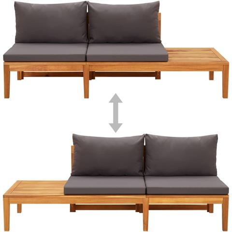 Lusso Casadino -  Panca Giardino Tavolo E Cuscini Grigio Scuro Massello D'acacia - Foto 1