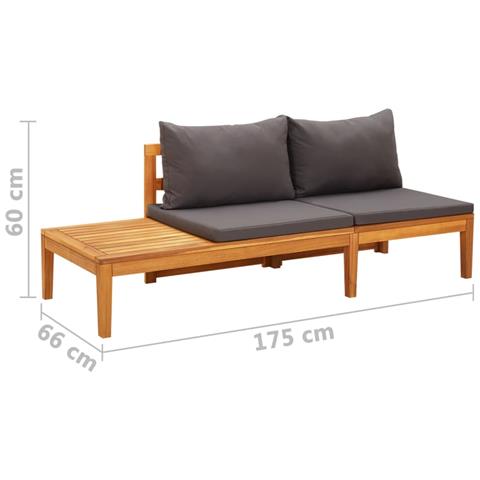 Lusso Casadino -  Panca Giardino Tavolo E Cuscini Grigio Scuro Massello D'acacia - Foto 8