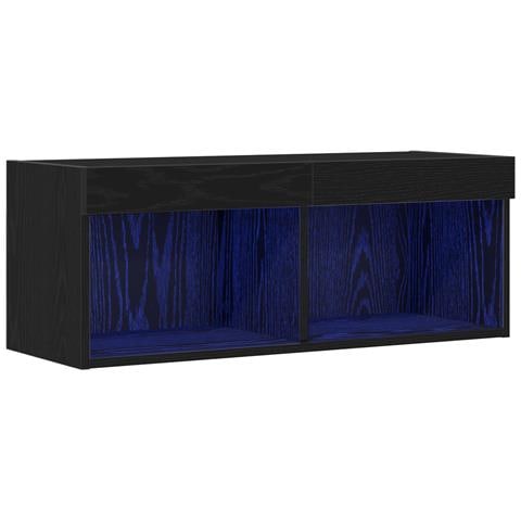 Mobile TV  con luci LED Rovere Nero 80x30x30 cm - Foto 1