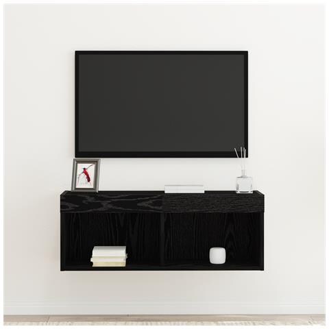 Mobile TV  con luci LED Rovere Nero 80x30x30 cm - Foto 9