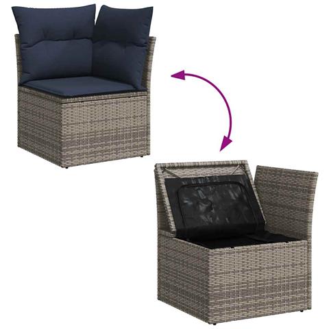 Set Divano da Giardino 8 pz con Cuscini Grigio in Polyrattan - Foto 9