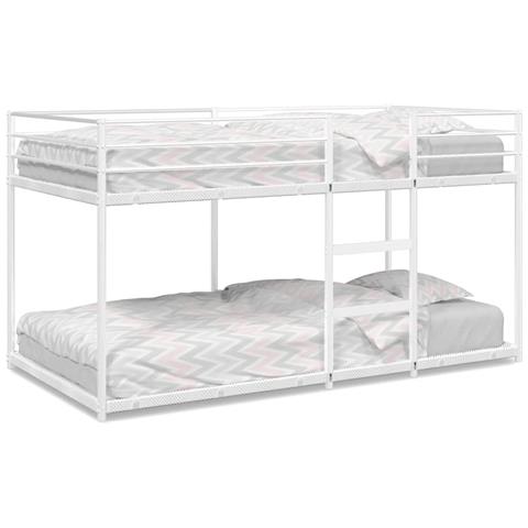 Letto a Castello senza Materasso Bianco 90x200 cm in Acciaio - Foto 1