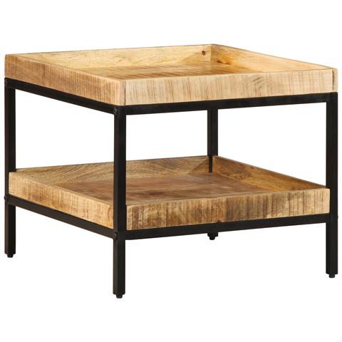 Tavolino 55x55x45 cm in legno massello di mango grezzo - Foto 1