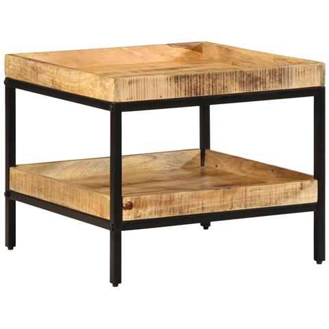 Tavolino 55x55x45 cm in legno massello di mango grezzo - Foto 2