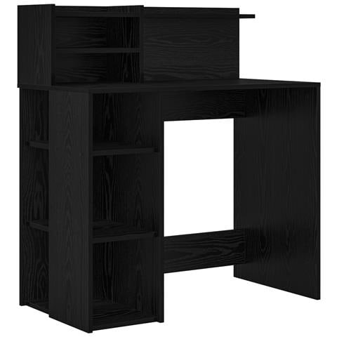 Scrivania con Spazio di Archiviazione Rovere Nero 90x48x101.5 cm Legno ingegnerizzato - Foto 1