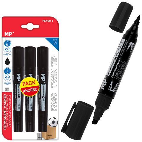 Set Marcatore Permanente Doppia Punta Nero 3 Pz. - Foto 1