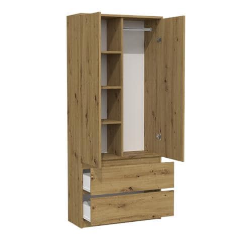 SZAFA MALWA ART armadio /guardaroba per camera da letto 5 ripiani 2 porta /porte Quercia - Foto 2