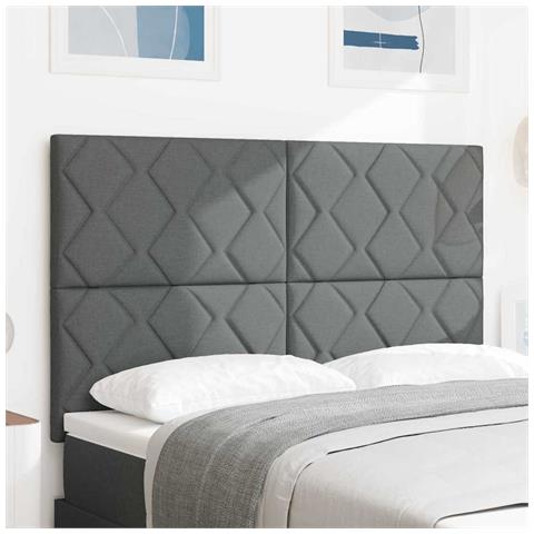 Testiera con luci a strisce a LED Grigio 160 cm Tessuto - Foto 2