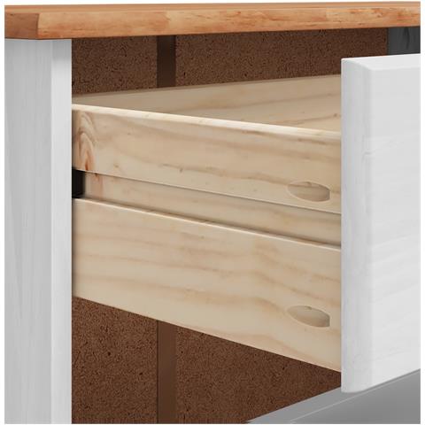 Armadio per scarpe ASKIM Bianco 85x35x108 cm in legno massello di pino - Foto 9