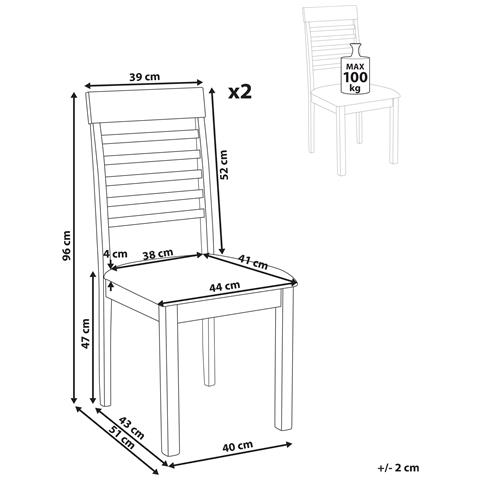 Set Di 2 Sedie Da Pranzo Ortley Legno Marrone Scuro/verde - Foto 8