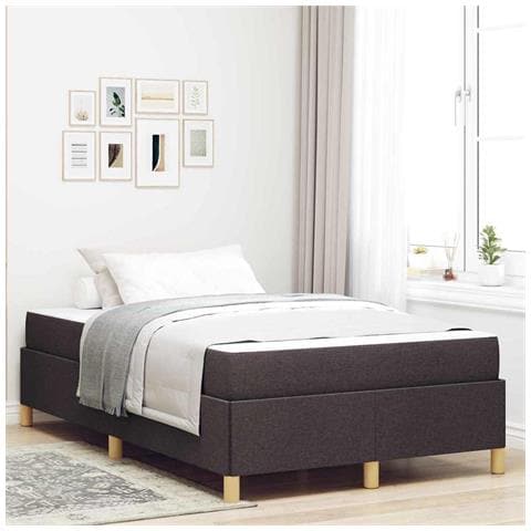Letto a molle Marrone scuro e Bianco 120 x 190 cm Tessuto - Foto 2