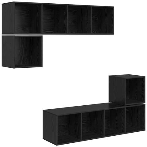 Set mobile TV 4 pcs Rovere nero 37 x 37 x 142.5 cm - Foto 1
