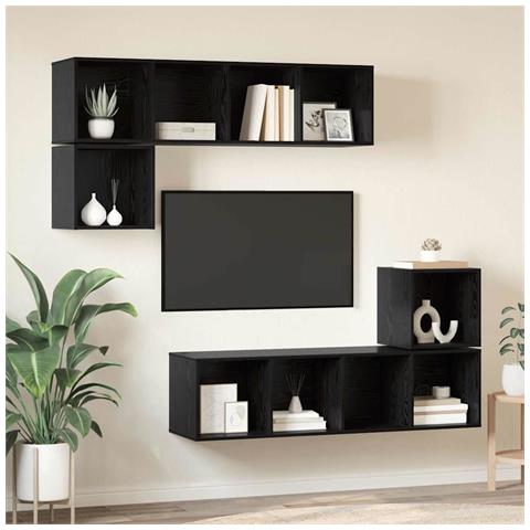 Set mobile TV 4 pcs Rovere nero 37 x 37 x 142.5 cm - Foto 2