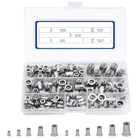 Kit Di 136 Dadi A Rivetto Zigrinati In Acciaio Inossidabile - Assortimento Versatile Di Inserti Filettati Nutsert - Foto 3
